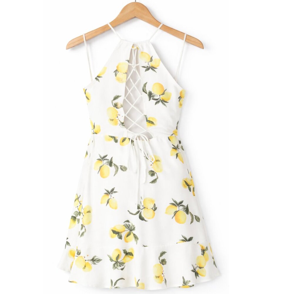 Anthro Gabi Lemon Print a line Dress EUC Size XS - Picture 3 of 3